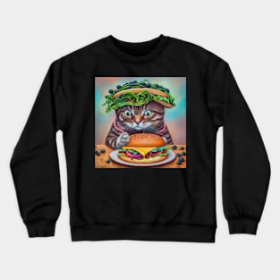 cheeseburger Jesus cat Crewneck Sweatshirt